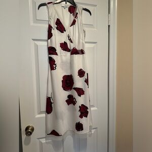 Poleci Cream and Red A-Line Midi Dress